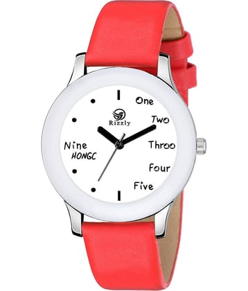 Septem Red Leather Analog Men's Watch