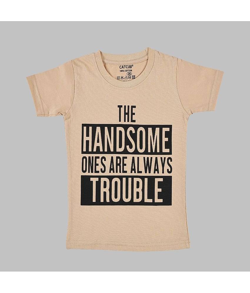 CATCUB Pack of 1 Boys Cotton Blend T-Shirt ( Cream )