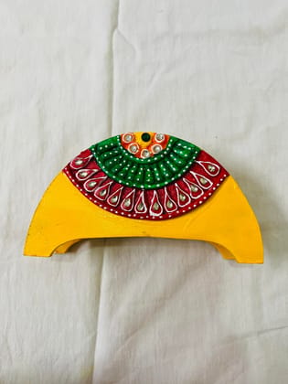 Hand-Painted Wooden Decorative Indian Art Piece Hand-Painted Wooden Decorative Indian Art Piece