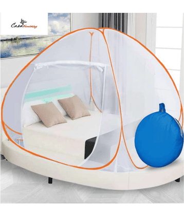 CASA FURNISHING - Orange HDPE - High Density Poly Ethylene Tent Mosquito Net, Machardani ( Pack of 1 )