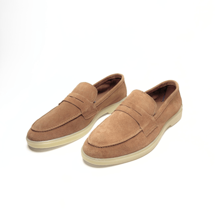 Old Money Suede Leather Loafers (Light Brown Strap)-9