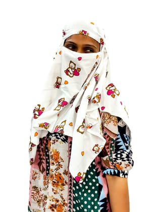 Shiv Textiles Ladies Summer Scarf Teddy Bear Design Pure Cotton Soft Breathable Neck Wrap Headscarf Lightweight Sun Protection Stole Daily Wear Fashion Accessory