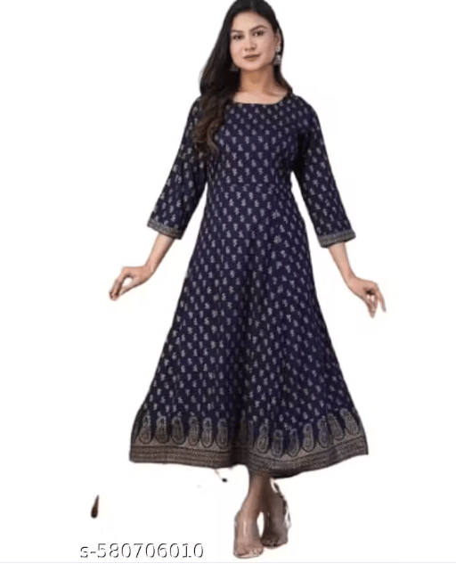 Elegant and Trendy Beautiful Gown(Navy Blue)