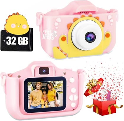 CADDLE & TOES 40 MP Camera for Kids 4-15, 1080P HD 2.0 Inch Screen With 32GB SD Card, Birthday Christmas Gifts for Girls (Pink Cactus) CADDLE & TOES 40 MP Camera for Kids 4-15, 1080P HD 2.0 Inch Screen With 32GB SD Card, Birthday Christmas Gifts for Girl