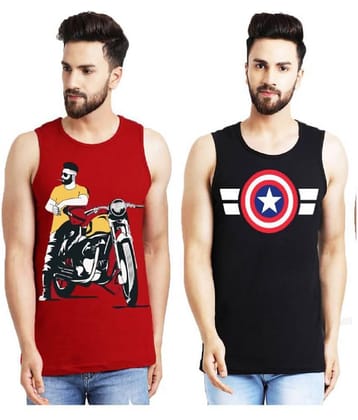 Leotude Pack of 2 Cotton Sleeveless Vest For Men ( Black )