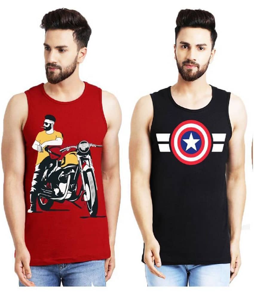 Leotude Pack of 2 Cotton Sleeveless Vest For Men ( Black )