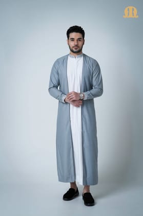 Merasim Embroidered Thobe L grey For Men-S