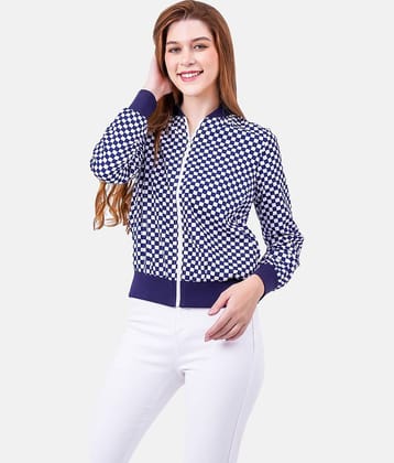 NUEVOSDAMAS - Polyester Blend Navy Bomber Jackets
