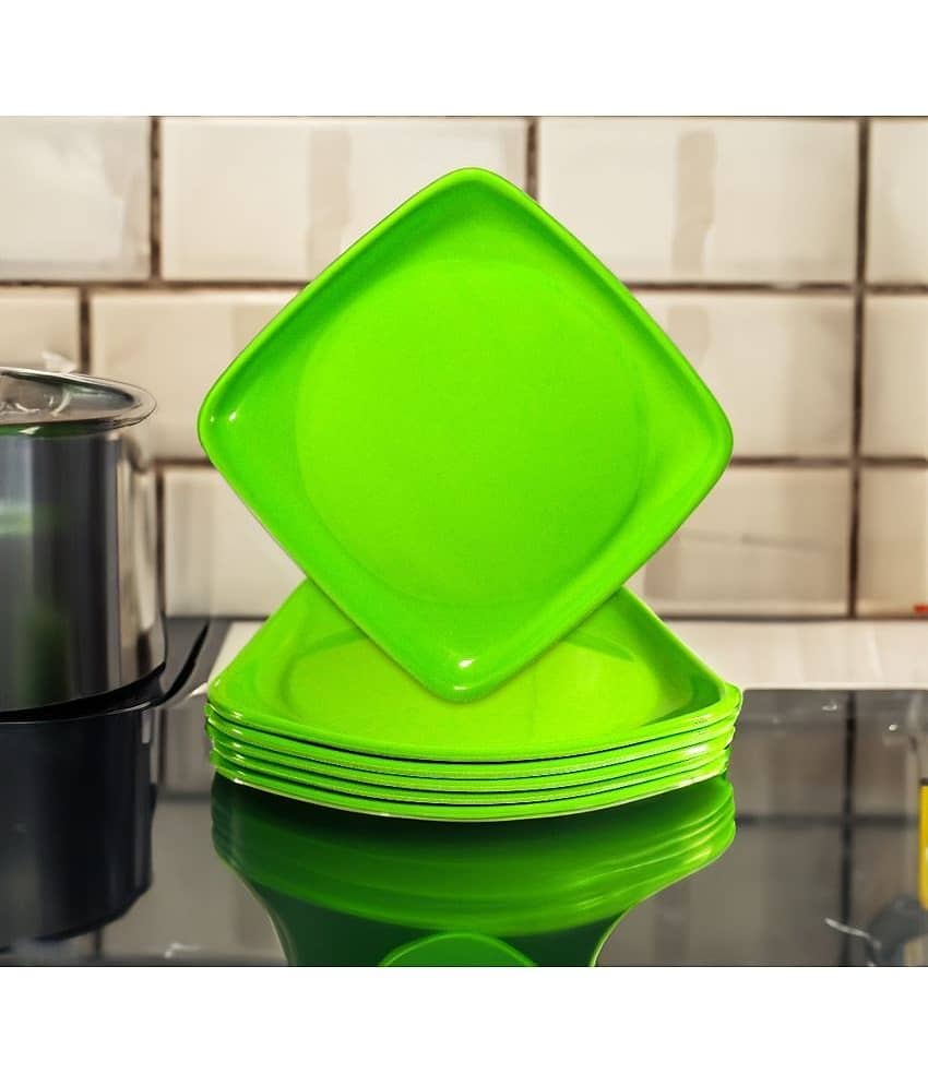 kitchrox 6 Pcs Melamine Light Green Half Plate