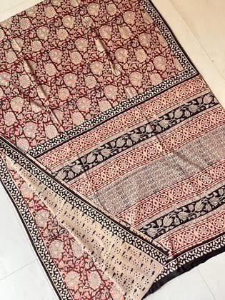 Pure Mul Cotton Sarees, Bagru print, Blouse attached