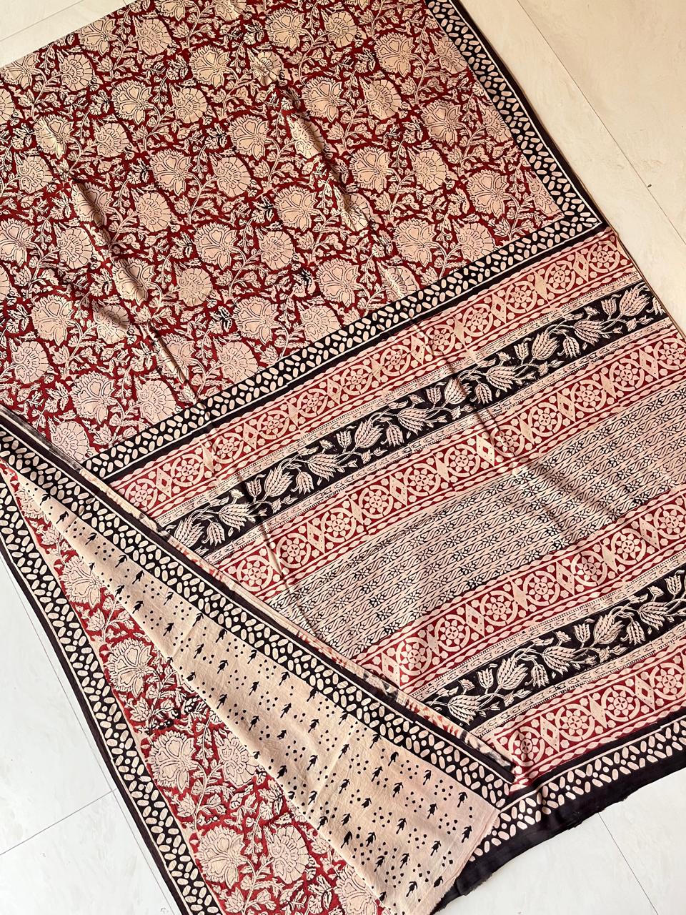 Pure Mul Cotton Sarees, Bagru print, Blouse attached