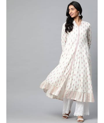 Yash Gallery - White Rayon Women's Flared Kurti ( Pack of 1 )