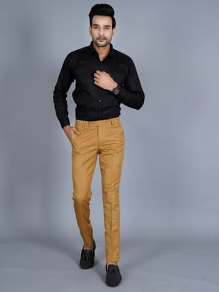 QVERR Slim Fit Men Khaki Trousers