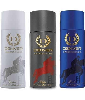 Denver Goal + Rider + Victor Deodorant Spray for Men 600 ml ( Pack of 3 )
