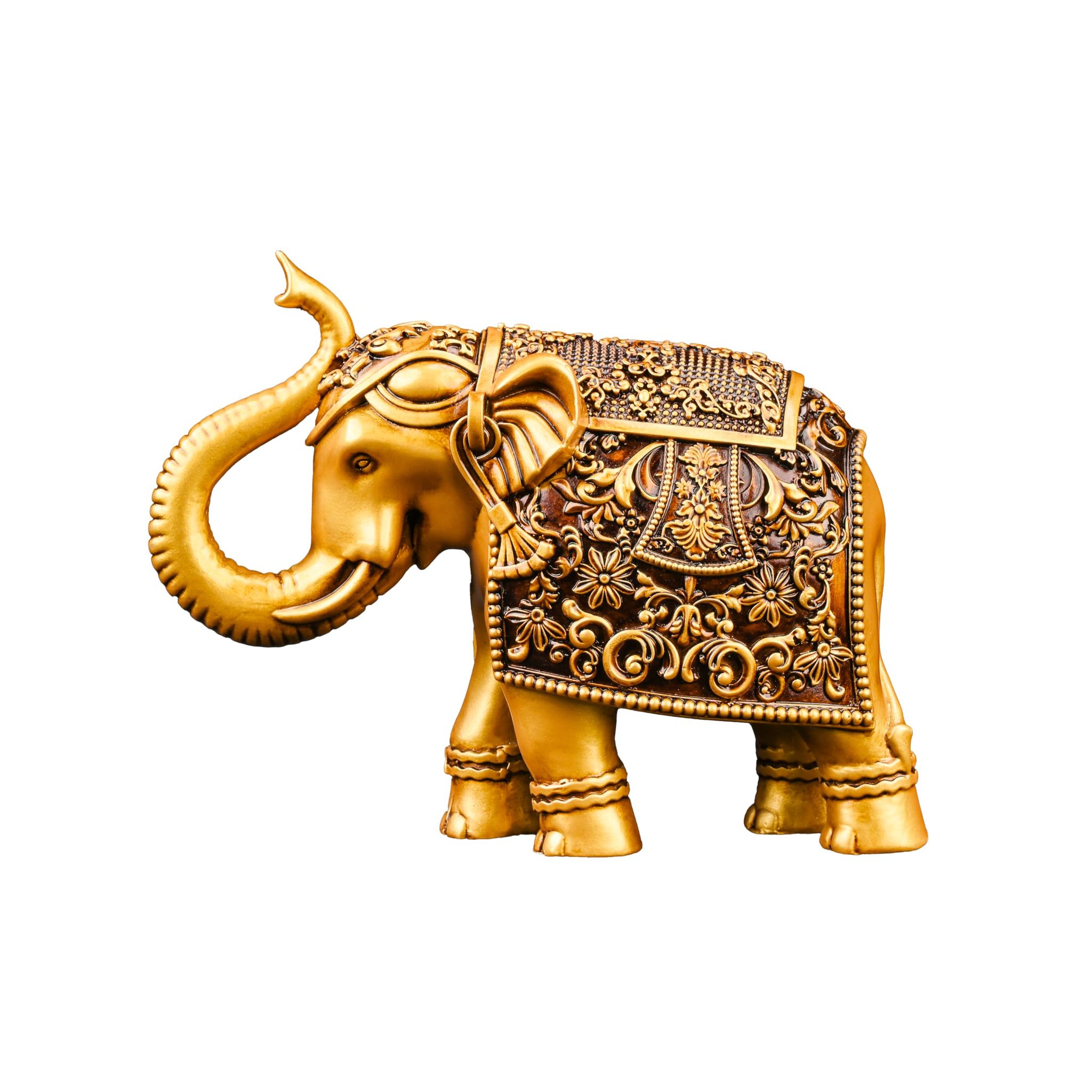 Artarium Royal Elephant Figurine Decorative Showpiece Home Decor Table Decor Gift Item, Elephant Idol, Vastu Feng Shui (Pack 1 & 2)