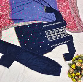 Designer Party Wear Velvet Suit Bottom And Dupatta