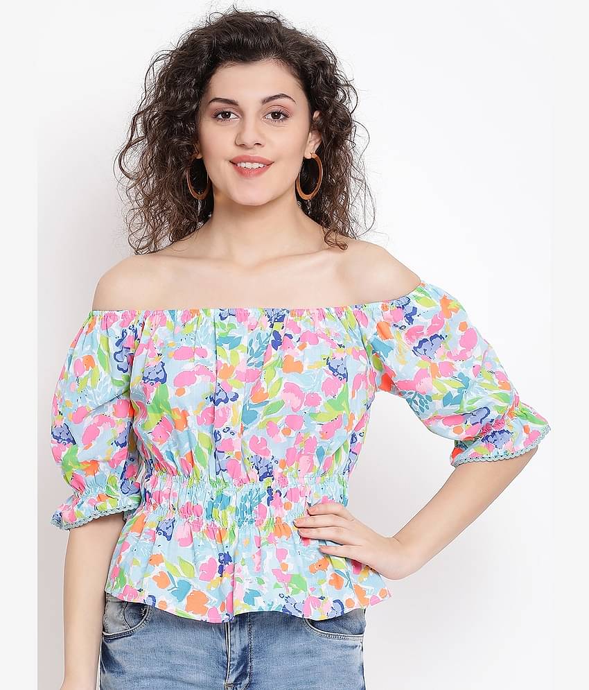 Oxolloxo Women's Cotton Peplum Top ( Multicolor )