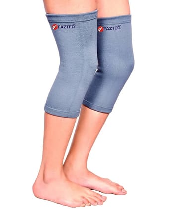 FAZTER Unisex Stretchable Compression Knee Cap Brace For Joint Pain Relief (Pair) Knee Support (Grey) - None