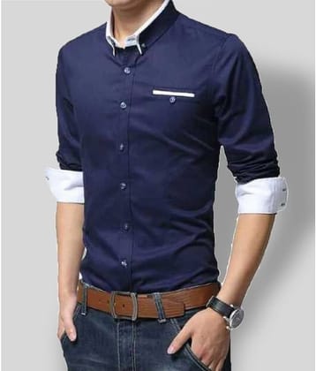 P&V CREATIONS - Blue Cotton Blend Slim Fit Men's Casual Shirt (Pack of 1)