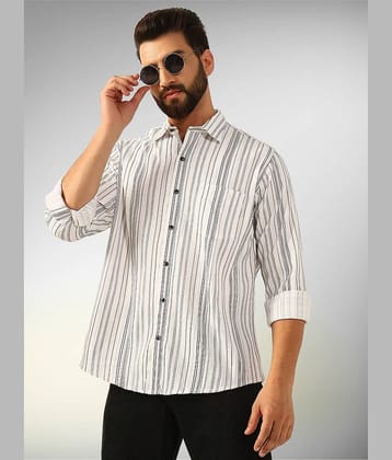 ENSPYR 100% Cotton Regular Fit Striped Full Sleeves Men's Casual Shirt - White ( Pack of 1 )