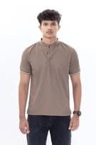 Chocolate Chip Polo With Mandarin Collar