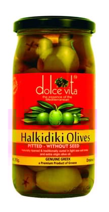 DOLCE VITA PITTED GREEN HALKIDIKI OLIVES-200G