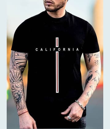 Garimaknitwear Cotton Blend Regular Fit Printed Half Sleeves Men's Round T-Shirt - Black ( Pack of 1 )