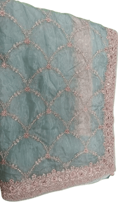 Tissu Light Green Embroidered Saree