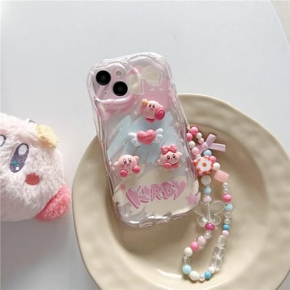 3D Pink Characters Only Phone Soft Case Without Bracelet-iPhone 15