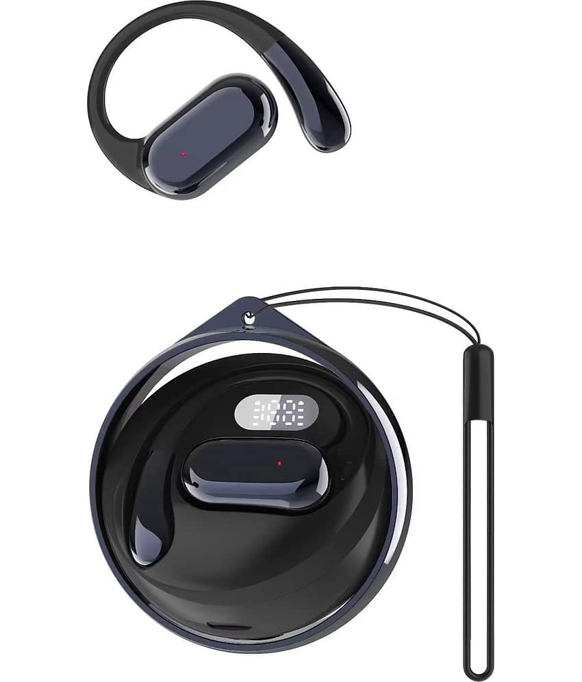 VEHOP D88 OWS Open Ear TWS Earbuds | 45 Hrs of Playtime | Bluetooth v5.4 with AI-ENC | Skin Friendly Ear Hook | Environmental Awareness | 45ms Low Latency Gaming | IPX5 Water & Sweat Resistant |