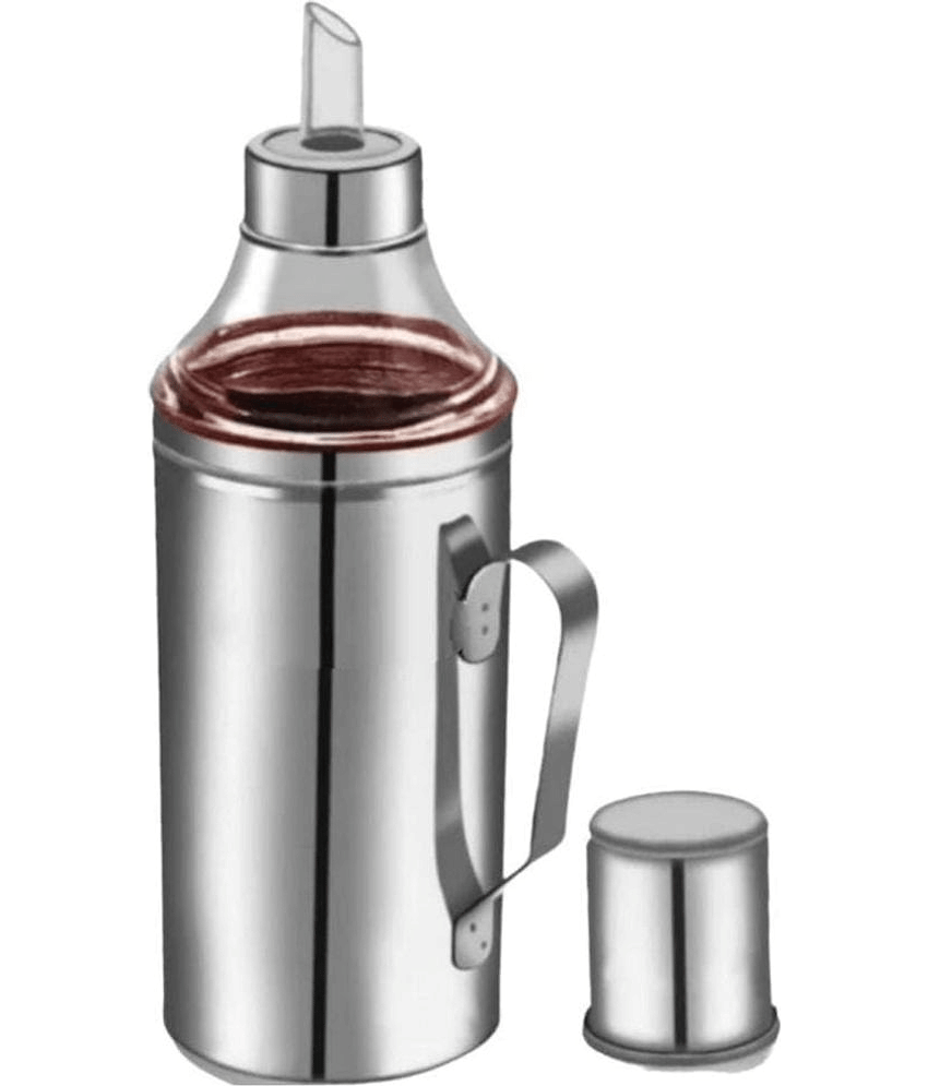 Visaxmi Oil Dispenser Steel Silver Oil Container ( Set of 1 )