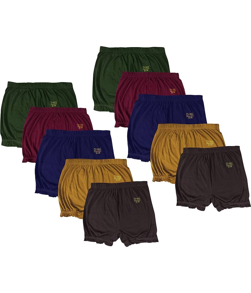 Drako Pack of 10 Cotton Bloomers For Girls ( Multicolor )