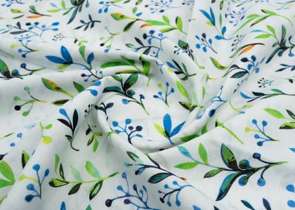 Linen Cotton Blend,Digital Print,Plain,White And Multi Colour Floral, Men And Women, Unstitched Shirting Or Top Fabric-1 Meter