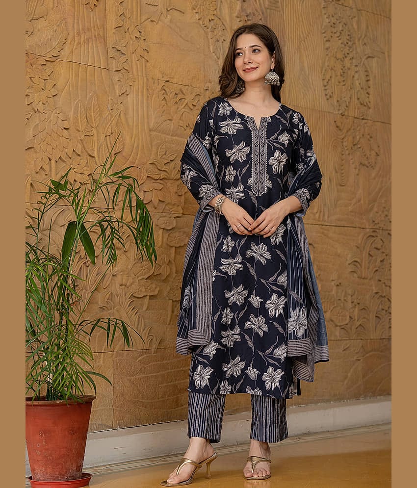 Vaamsi Rayon Printed Kurti With Pants Women's Stitched Salwar Suit - Black ( Pack of 1 )