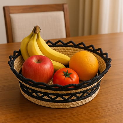 Black Thread Design Tiger Grass Fruit Basket