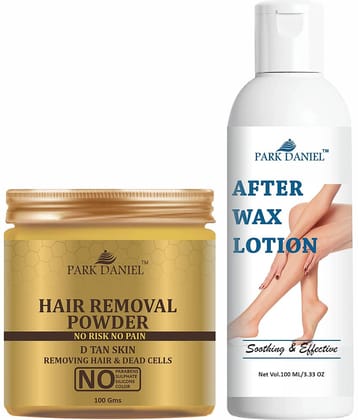 Park Daniel Hair Removal Powder and After Wax Lotion Post Wax Skin Soother Lotion For Soothing Skin Combo 100 g Pack of 2