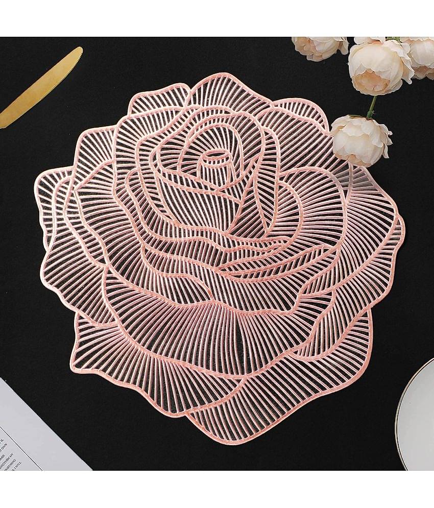 PVC Floral Round Table Mats (38 cm x 38 cm) Pack of 2 - Silver