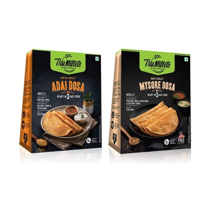 Trumillets Ready to Cook Mysore Dosa 250g Each (Pack of 2) and Adai Dosa 250g Each (Pack of 2)
