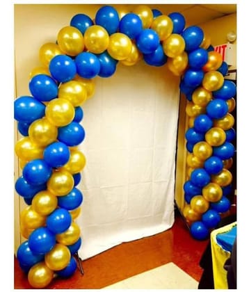 Pixelfox 50 Metallic Balloons Combo (Blue, Golden) Balloons (12 Inchs)