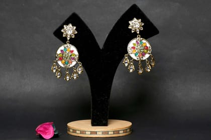 White Kundan Polki & Stone Dangler Earring