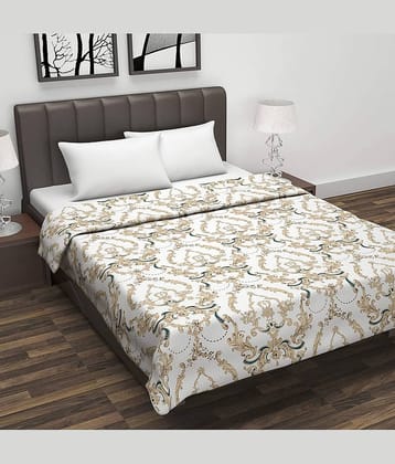 DIVINE CASA Double Cotton Beige Abstract Dohar