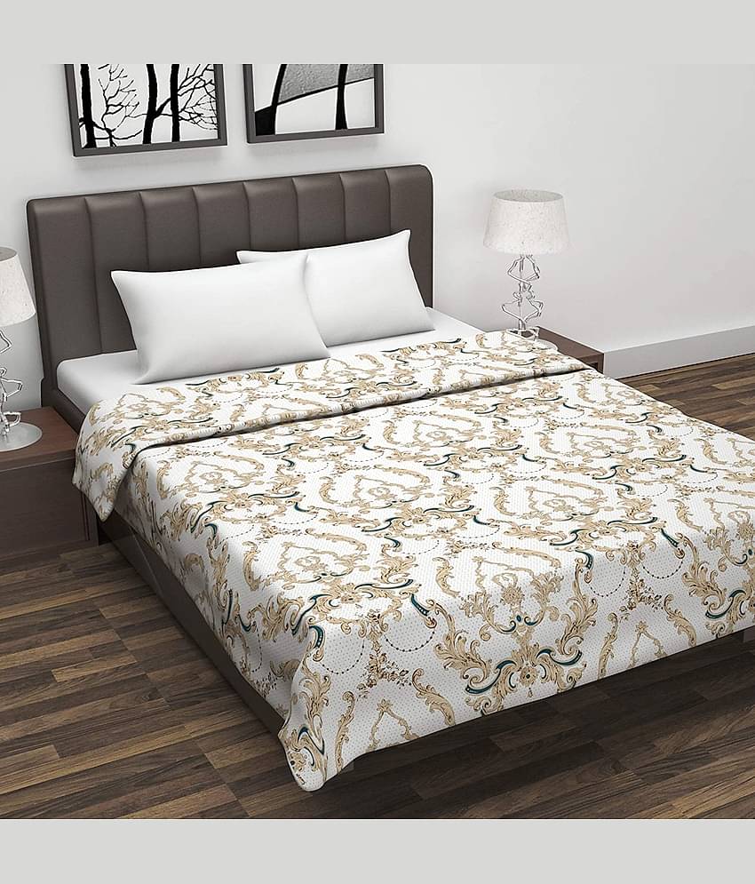 DIVINE CASA Double Cotton Beige Abstract Dohar