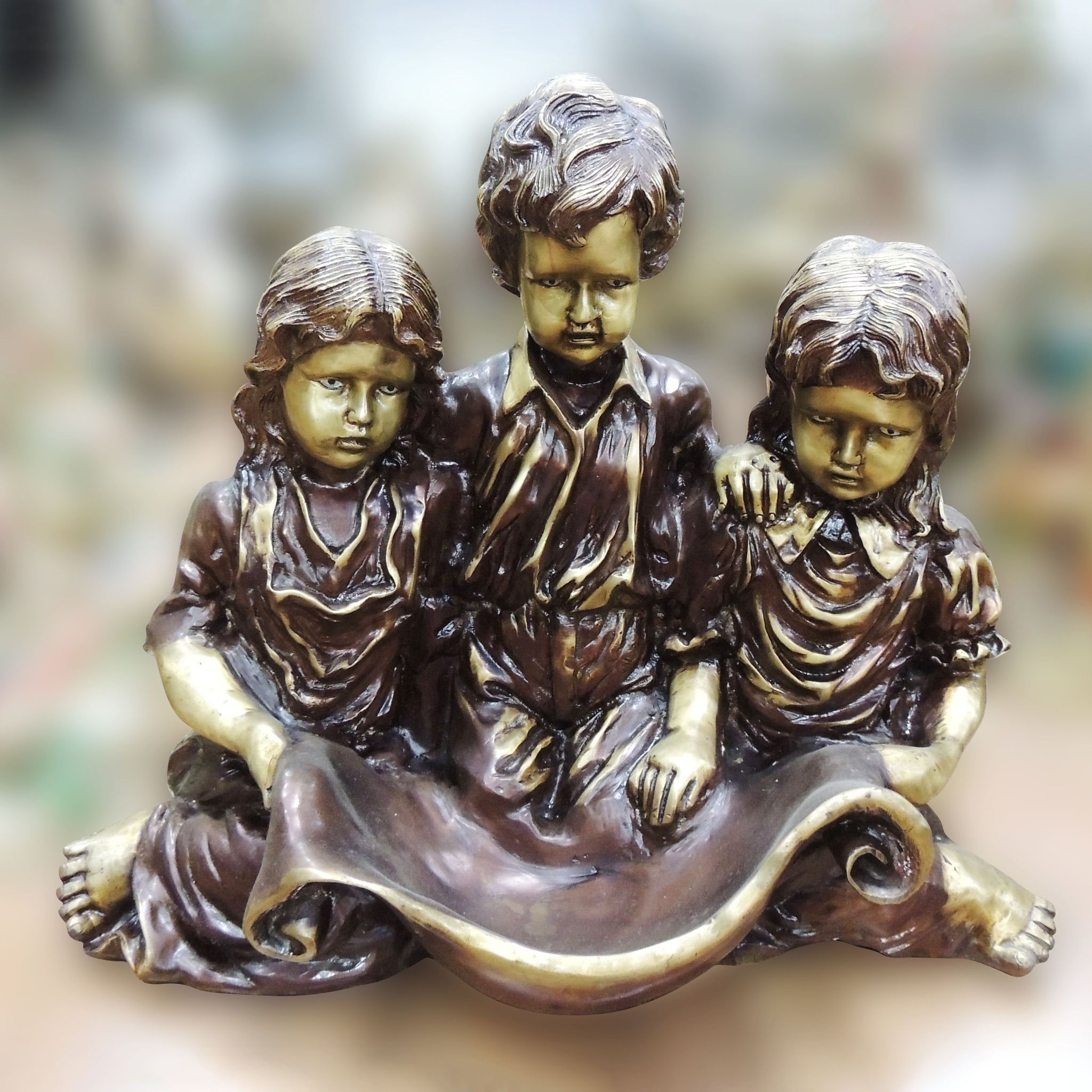 Brass Showpiece Children Statue, Height : 19 Inch (BSMAS1552 D)