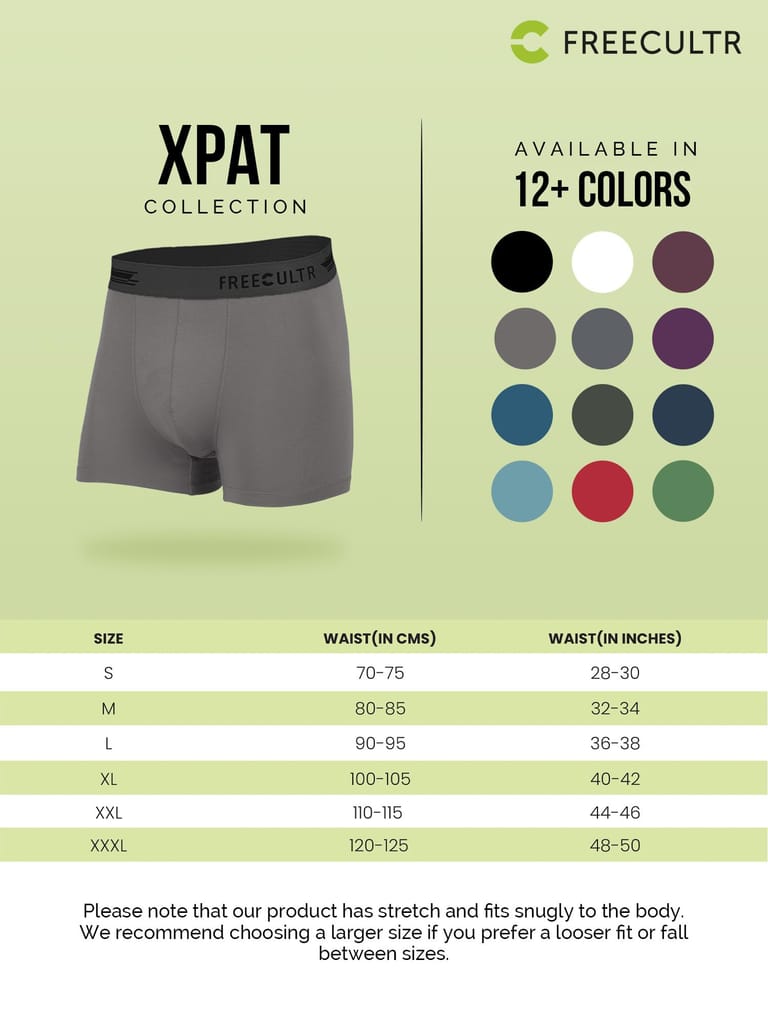 FREECULTR Men's Underwear Anti Bacterial Micromodal Airsoft Trunk - Non Itch No Chaffing Sweat Proof - Pack of 3-Smoke Grey,Prussian Blue,Ash Grey