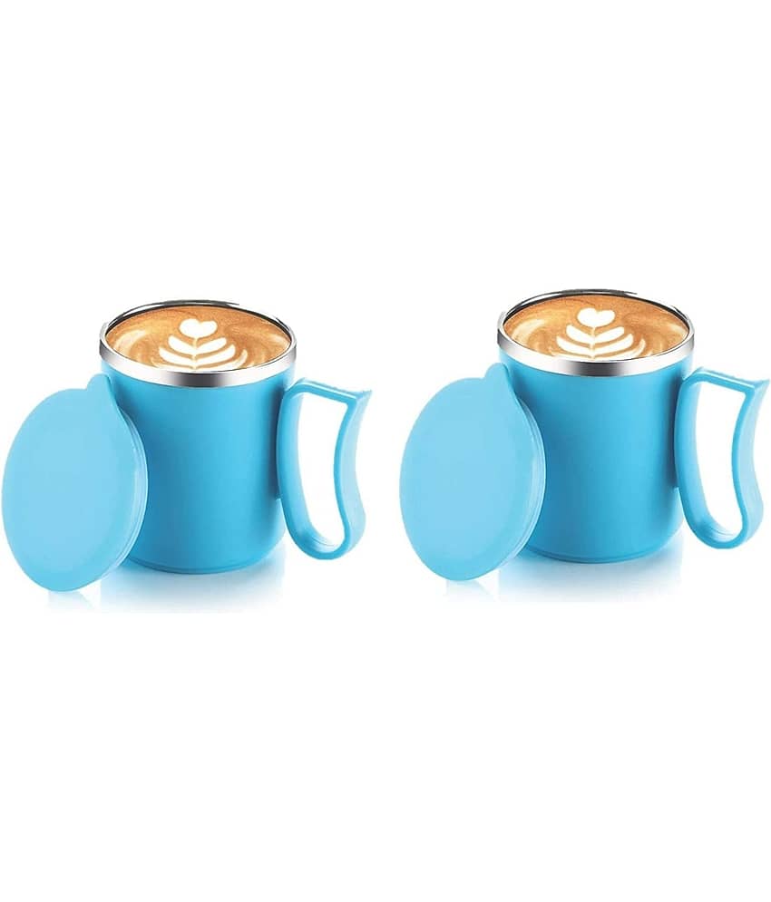 NCMART - Multi Color Steel Coffee Mug ( Pack of 2 )