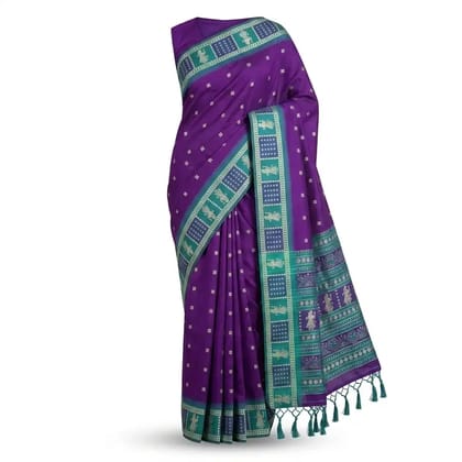 Sambalpuri Purple Tassel Heritage Handloom Saree