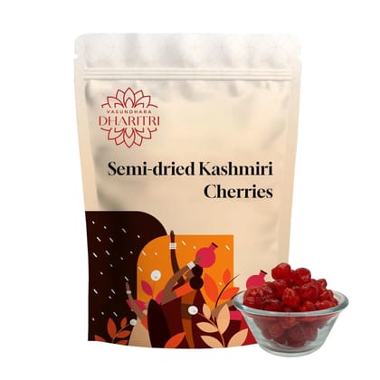 VASUNDHARA DHARITRI Semi-dried Kashmiri Cherries 500gms, Naturally Dried Cherry, High in Antioxidants & Fibers, Boosts Immunity, Sleep, Joint Health, Healthy Dehydrated Fruit for Desserts & S
