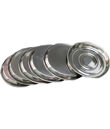 Dynore 6 Pcs Stainless Steel Silver Quarter Plate