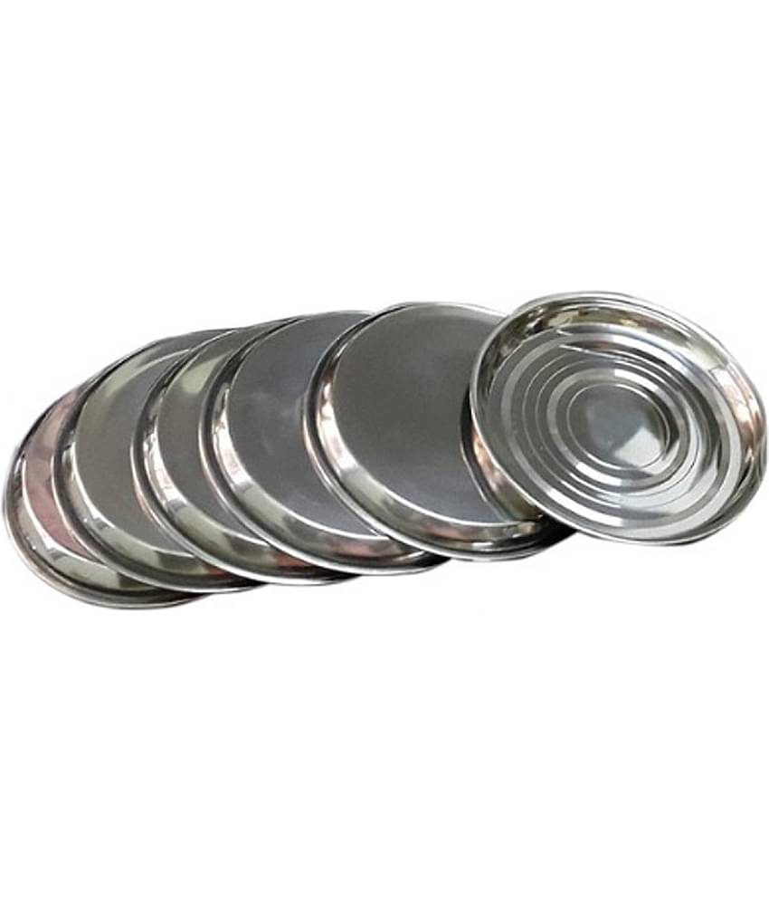 Dynore 6 Pcs Stainless Steel Silver Quarter Plate