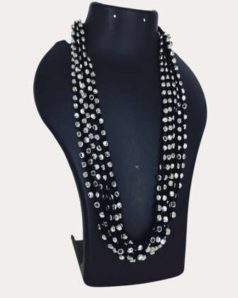Oxidize Seed Bead Layerd Necklace-Silver
